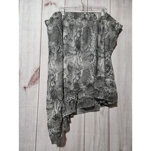 All Worthy‎ Hunter McGrady Grey Snakeskin Asymmetrical Handkerchief Skirt 4X